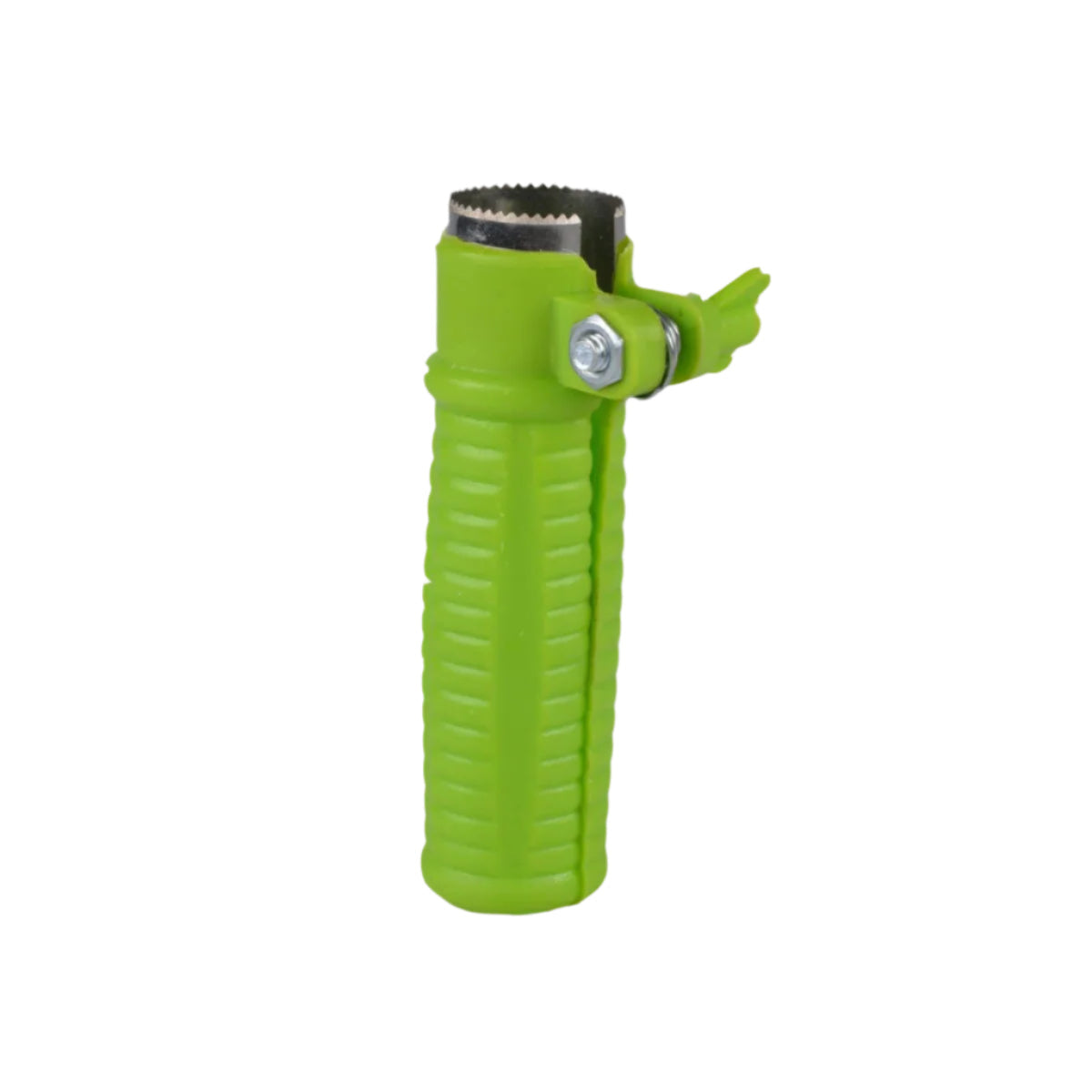Plastic corn cutter with stainless steel blades for quick and easy corn stripping. Plastic corn cutter with stainless steel blades for quick and easy corn stripping.
